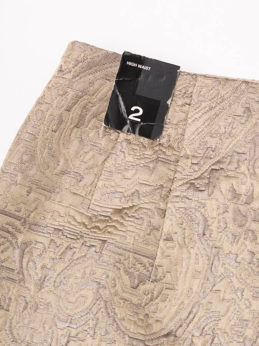 NWT Gold Metallic Paisley Brocade High Waist Pencil Skirt Sz 2 Regency Cocktail